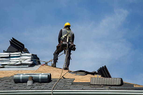 Professional Gutter Installation technician working in Solway, MN